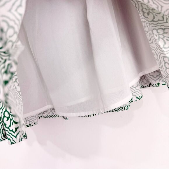 THML Green White Fleur Print 100% Cotton A line Pleated Mini Skirt NEW - Picture 11 of 16